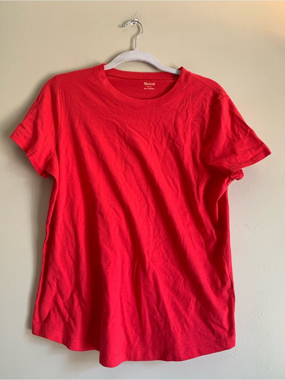 Madewell Classic Crewneck Short Sleeve Tee in Bright Red Large Cotton
